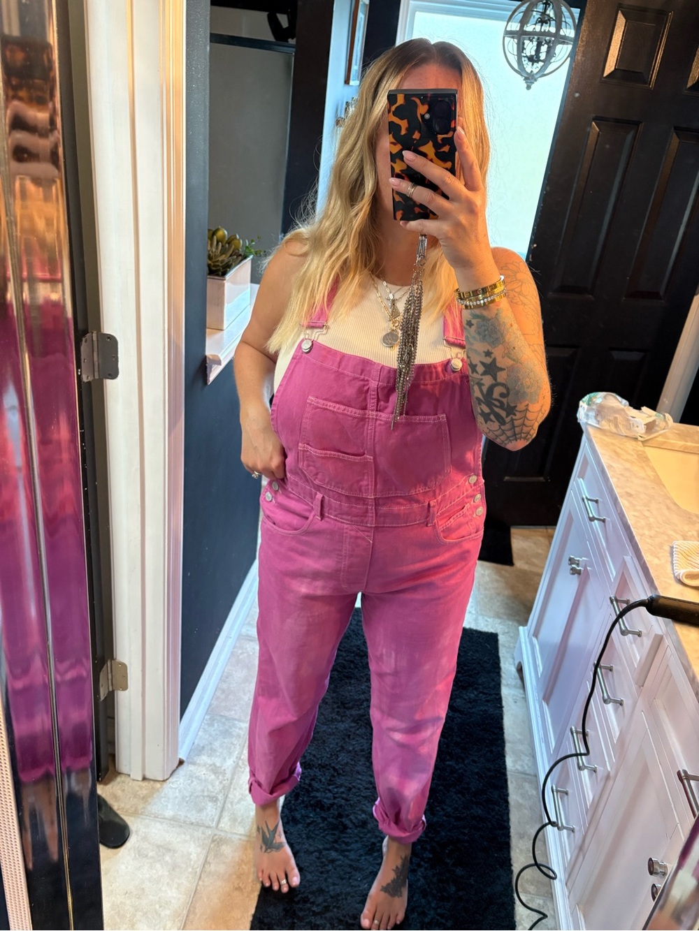 We The Free ZIGGY Pink Denim Overalls